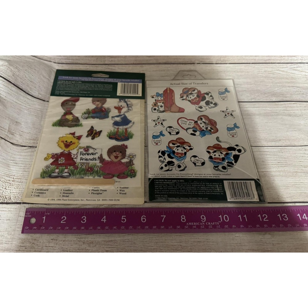 7 Vtg Pkgs NOS Rub-On Transfers Raggedy Ann Suzy's Zoo Lucy Me Cows Country TubE - Picture 5 of 7